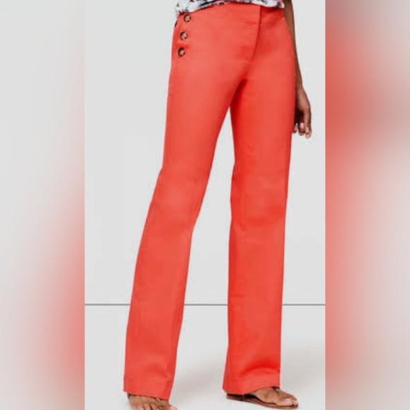 LOFT Pants - LOFT Coral Wide Leg Trouser Pants with Button Detail Women's Size 12 Streetwear